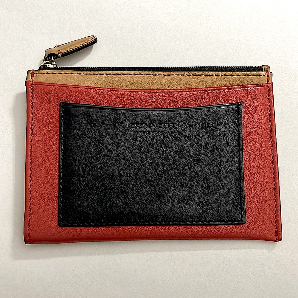 HTF COACH LEGACY COLORBLOCK CARD CASE COIN CASE WITH KEYCHAIN